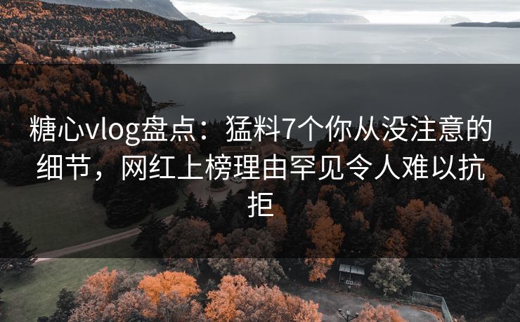 糖心vlog盘点:猛料7个你从没注意的细节,网红上榜理由罕见令人难以抗拒 糖心vlog盘点:猛料7个你从没注意的细节,网红上榜理由罕见令人难以抗拒