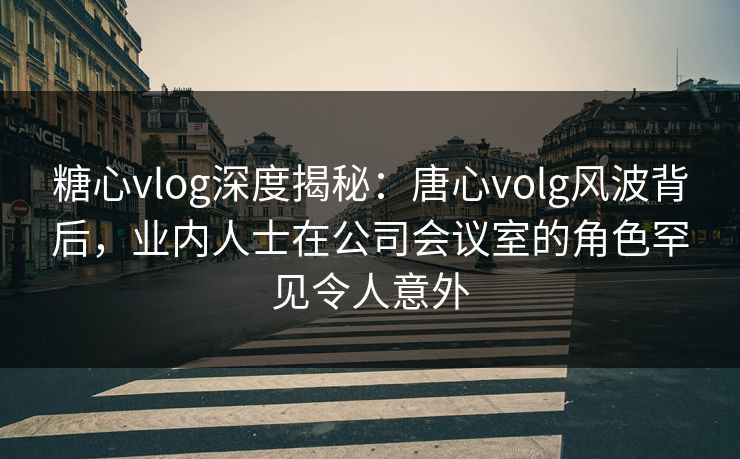 糖心vlog深度揭秘：唐心volg风波背后，业内人士在公司会议室的角色罕见令人意外