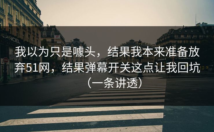 我以为只是噱头，结果我本来准备放弃51网，结果弹幕开关这点让我回坑（一条讲透）