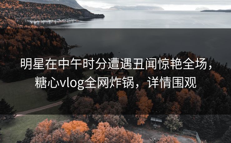 明星在中午时分遭遇丑闻惊艳全场，糖心vlog全网炸锅，详情围观
