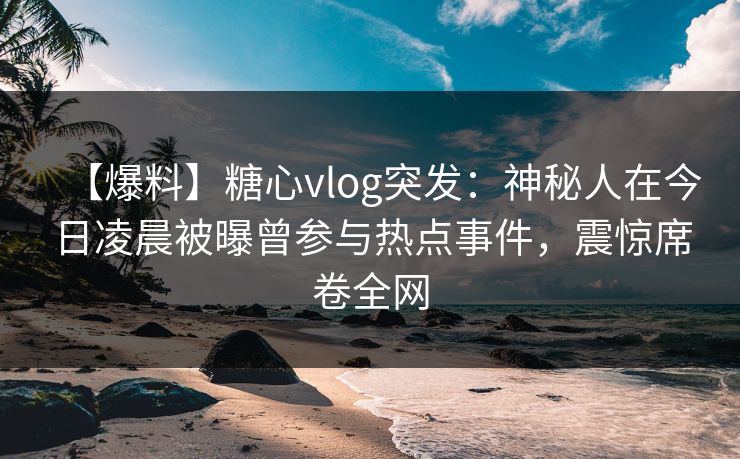 【爆料】糖心vlog突发：神秘人在今日凌晨被曝曾参与热点事件，震惊席卷全网